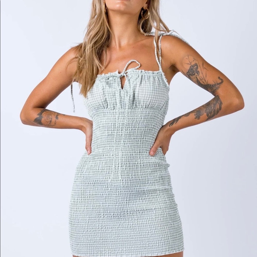 Princess Polly korina green gingham mini dress!